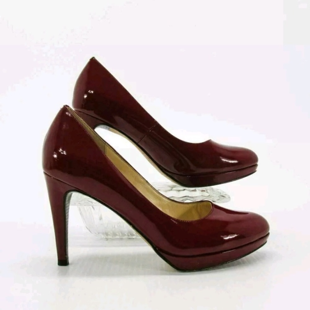 Nine West's Glossy Wine Red Quabree Pump With Upper Platform Sizes:  8.5 & 9 (F)